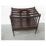 Antique Magazine Rack On Castors W/Drawer