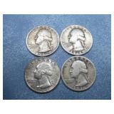 Four Pre 1965 Silver Quarters Four Pre 1965 Silver Quarters