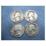 Four Pre 1965 Silver Quarters