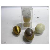 Four Assorted Collectible Eggs Tallest W/Cup Is 4" Four Assorted Collectible Eggs Tallest W/Cup Is 4"