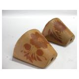 Pair Terracotta 6"x 7"x 4" Wall Planters Pair Terracotta 6"x 7"x 4" Wall Planters