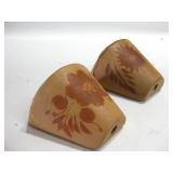 Pair Terracotta 6"x 7"x 4" Wall Planters