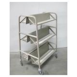 28"x 15"x 40" Metal Rolling Library Book Cart