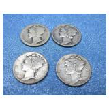 Four Mercury Head Dimes See Info