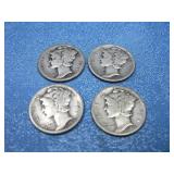 Four Mercury Head Dimes See Info