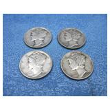 Four Mercury Head Dimes See Info