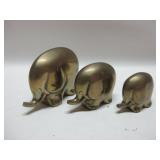 Three Brass Elephants Tallest 3"