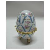 3.5" Tall Painted Porcelain Egg Trinket Box 3.5" Tall Painted Porcelain Egg Trinket Box