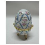 3.5" Tall Painted Porcelain Egg Trinket Box