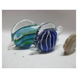 Three Blown Glass & Stone Fish Tallest 3.25" Three Blown Glass & Stone Fish Tallest 3.25"