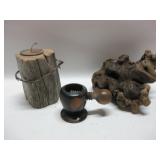 Three Assorted Decorative Wood Items Tallest 6" Three Assorted Decorative Wood Items Tallest 6"