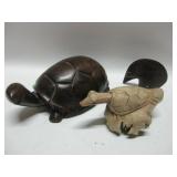 Three Carved Wood Animals Largest 7.5"x 2.5" Three Carved Wood Animals Largest 7.5"x 2.5"