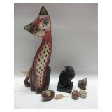 Assorted Carved Stone Wood & Ceramic Animals