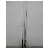 Three Assorted Fishing Poles Longest 66" Three Assorted Fishing Poles Longest 66"