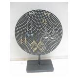 9"x 11" Metal Earring Holder W/Eight Pair Earrings 9"x 11" Metal Earring Holder W/Eight Pair Earrings