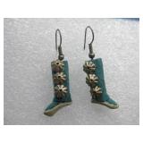 Southwest Leather Moccasin Earrings Unmarked