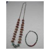 Vtg Nickel Multi Stone Beaded Necklace & Bracelet Vtg Nickel Multi Stone Beaded Necklace & Bracelet