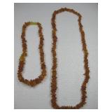 Two Vintage Beaded Amber Necklace