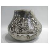 6" Diameter Etched Navajo Horse Hair Pottery