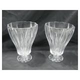 Two Matching 7" Crystal Vases Two Matching 7" Crystal Vases