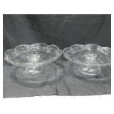 Two Vintage Glass Pedestal Cake Plates 12" Diam. Two Vintage Glass Pedestal Cake Plates 12" Diam.
