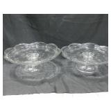 Two Vintage Glass Pedestal Cake Plates 12" Diam.