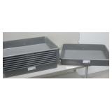 Nine 21"x 25"x 4" Heavy Duty Plastic Trays Nine 21"x 25"x 4" Heavy Duty Plastic Trays