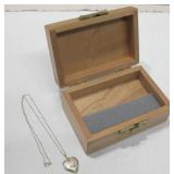 5"x 3"x 2.5" Wood Box W/Gold Filled Locket