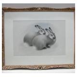 38"x 29" Carved Wood Framed Rabbit Print 38"x 29" Carved Wood Framed Rabbit Print