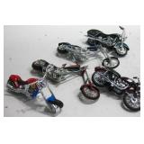 Five Assorted Toy Motorcycles Longest 6.5"