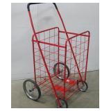 Collapsible Red Metal Rolling Cart