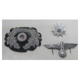 WWII German 3pc Officers Peaked Cap Medals Set WWII German 3pc Officers Peaked Cap Medals Set