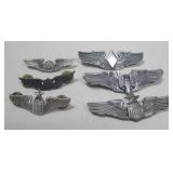 Six Vintage Military Wing Pins One Broken Back