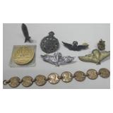 Assorted Vintage Military Pins & More