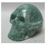 3"x 3"x 4" Carved Green Stone Skull