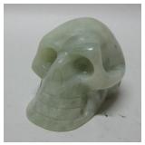 2"x 2"x 3" Carved Soft Green Jade Skull