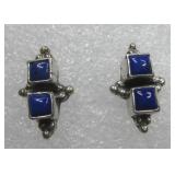 Sterling Silver Lapis Earrings Hallmarked