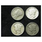 Four 1939 Mercury Dimes - Philadelphia Mint Four 1939 Mercury Dimes - Philadelphia Mint