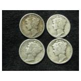 Four 1936 Mercury Dimes - Philadelphia Mint