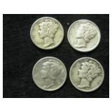 Four 1936-D Mercury Dimes -  Denver Mint