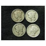 Four 1935 Mercury Dimes - Philadelphia Mint Four 1935 Mercury Dimes - Philadelphia Mint