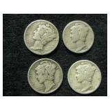 Four Assorted Date Mercury Dimes As Shown Four Assorted Date Mercury Dimes As Shown