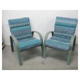 Two Outdoor Metal Padded Chairs 25"x 24"x 36" Two Outdoor Metal Padded Chairs 25"x 24"x 36"