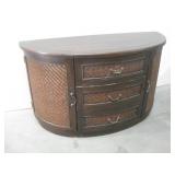 54"x 21"x 31"Wood Moon Cabinet W/Wicker Fronts