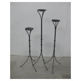 Set Three Iron Candle Holders Tallest 41.5"