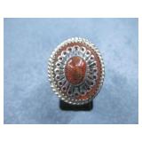 Sterling Silver SW Coral Ring Hallmarked