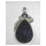 Sterling Silver Druzy Amethyst Pendant Hallmarked