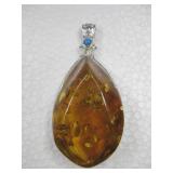 Sterling Silver SW Amber Opal Pendant Hallmarked