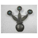 Vtg Sterling Silver Tested Turquoise Brooch Vtg Sterling Silver Tested Turquoise Brooch