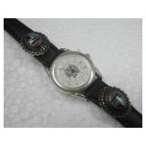 Sterling Silver Concho Tested Multi Stone Watch